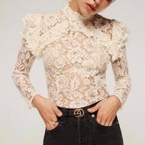 NWOT Reformation Celestia Ivory Lace Top Size 4